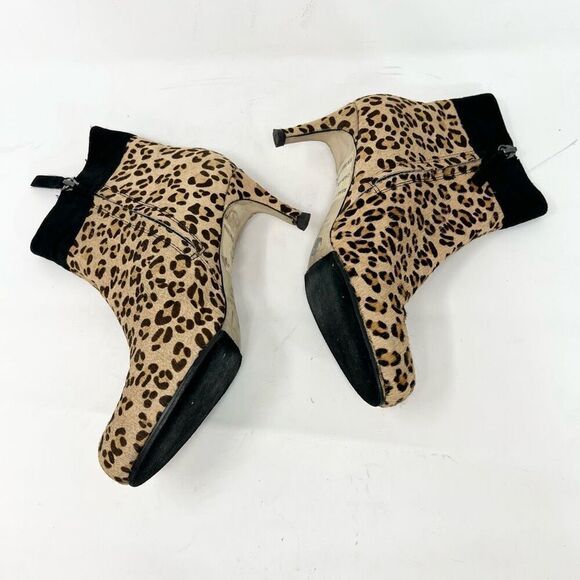 Kate Spade Zip Ankle Boots Women's 6.5 Almond Toe Real Fur Leopard Print - Picture 5 of 10